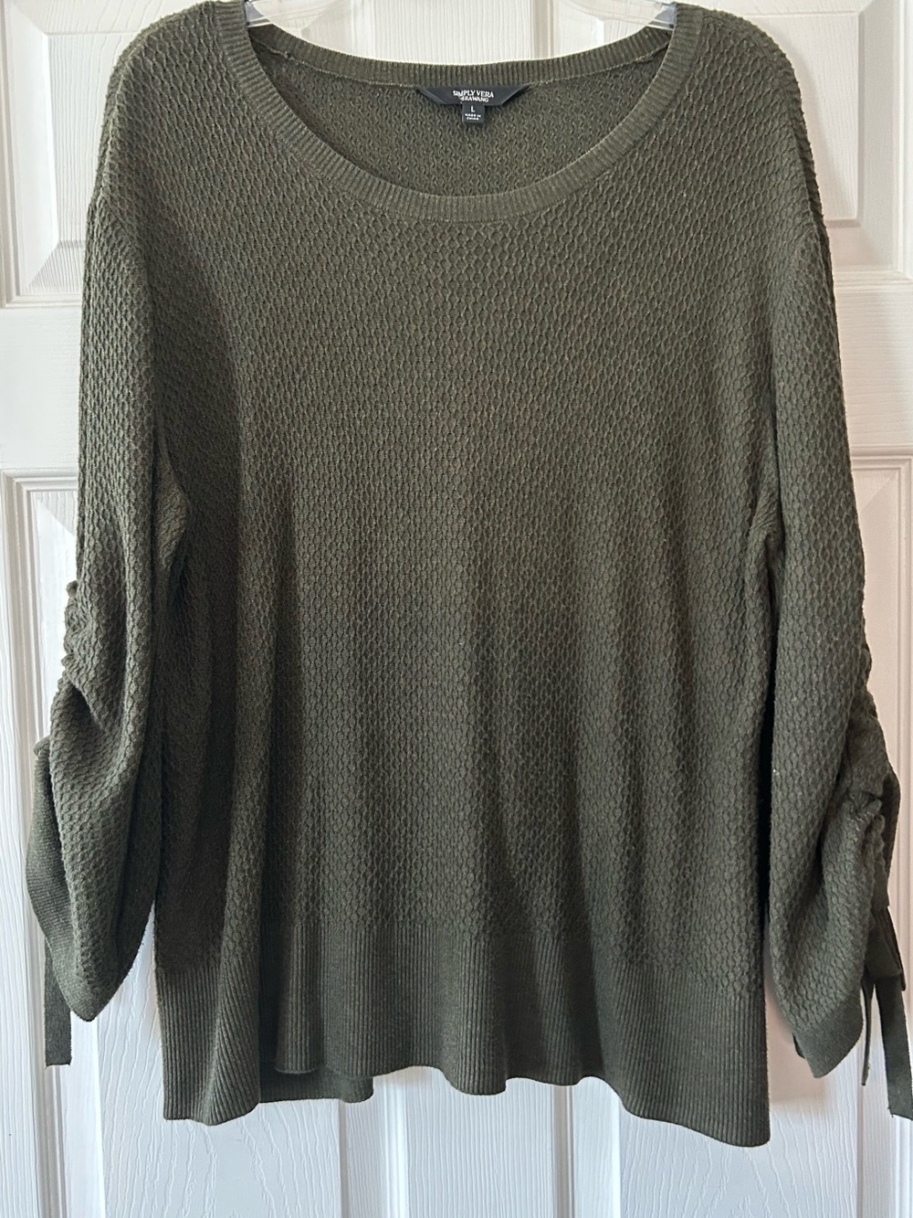 Simply Vera Vera Wang Olive Green Scoop Neck Knit Sweater